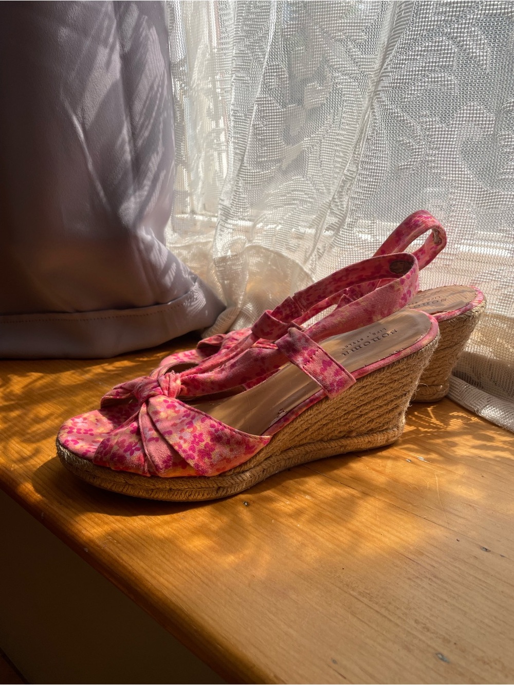 Sonoma Pink Floral Espadrille Wedge Sandals